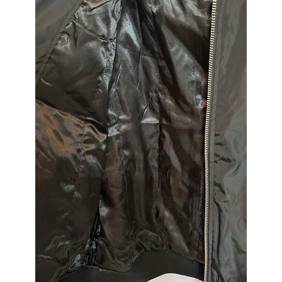Satin Coca-Cola Embroidered Classic Bomber Jacket Mens M Black YKK Zipper Retro - Picture 6 of 8